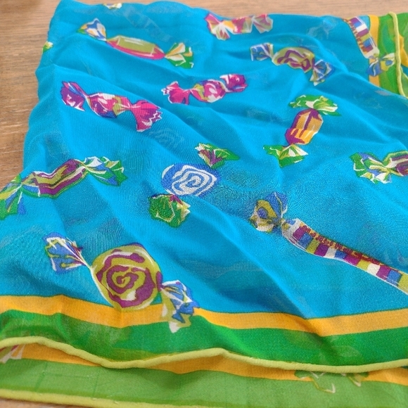 Vintage Liz Claiborne Square 19" 100% Silk Scarf Candy Print - Picture 5 of 8
